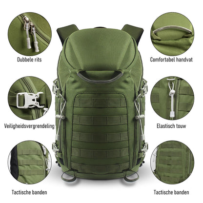 TANTOMI hiking backpack for men made of nylon with good ventilation. Large capacity, suitable for camping and hiking. 52x29x17cm, 851g.