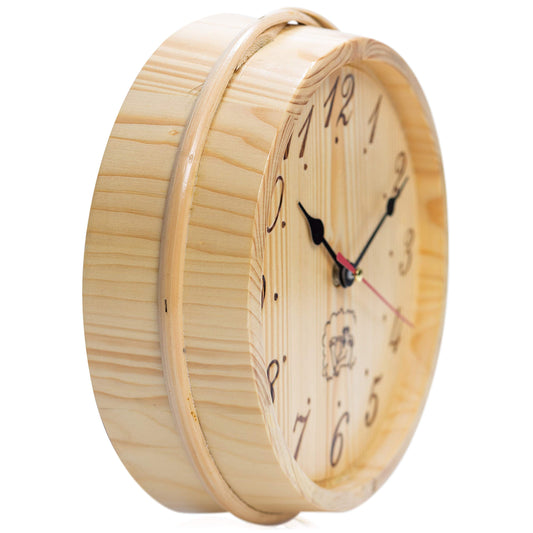 SULENO - Sauna wall clock Ø 22 cm Sauna bucket design Sauna clock for relaxation room and party cellar Sauna accessories