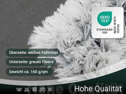 ZOLLNER cuddly blanket in 220x240 cm - cozy and warm throw blanket - washable up to 30°C - white faux fur on grey fleece - hotel quality - Oeko Tex® certified.