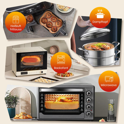 300 pieces of parchment paper for air fryer with dual chamber, 20.5x14CM Airfryer parchment paper for Ninja Dual Zone/Double Stack, compatible with Ninja AF300EU, AF400EU, AF400EUCP and other Dual Zone Air Fryers.