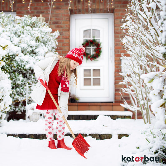 KOTARBAU® Snow Shovel Kids Wooden Handle Total Length 84 cm Kids Snow Shovel Snow Pusher Child Shovel