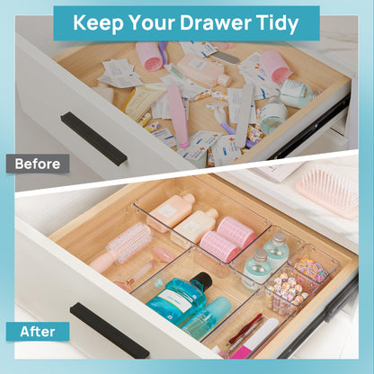 Vtopmart 9 Pieces Drawer Organizer with 4 Sizes, Vanity Organizer, Drawer Organizer, Organizer Trays for Kitchen, Jewelry, Bedroom, Office