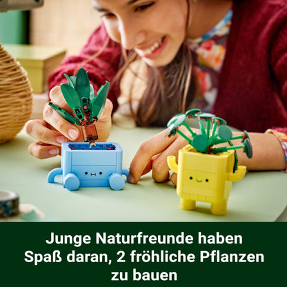 LEGO Botanicals Happy Plants - Toy for kids with 2 artificial plants, 2 colorful flower pots & interchangeable cartoon faces - Gift for girls and teenagers aged 9 and up - 10349