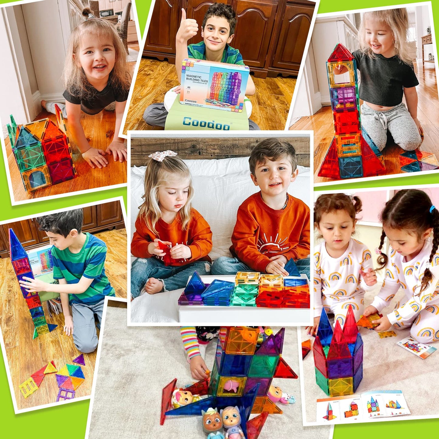 Magnetic tiles kids toy STEM magnet toy for toddler Magnetic blocks building toy Preschool learning Sensory Montessori toy for 3+ year old boys and girls