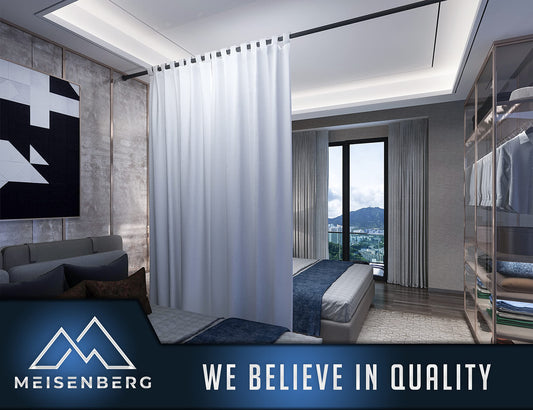 MEISENBERG telescopic tension rod 260-310cm, matte black, Ø 25mm, multifunctional clamping rod without drilling - curtain rod tension rod, shower curtain rods for curtains, bathrooms, and balconies.