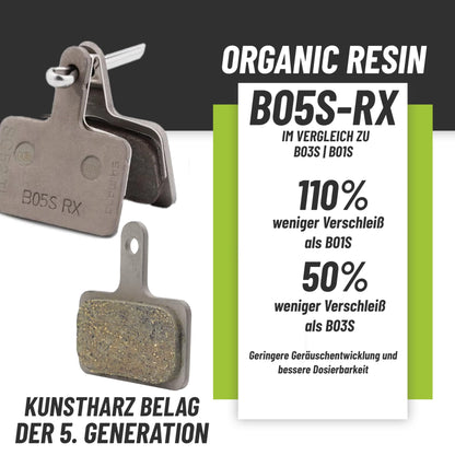 2-pack Shimano B05S brake pads resin successor B03S for hydraulic disc brakes incl. MSZweirad Bleedblock