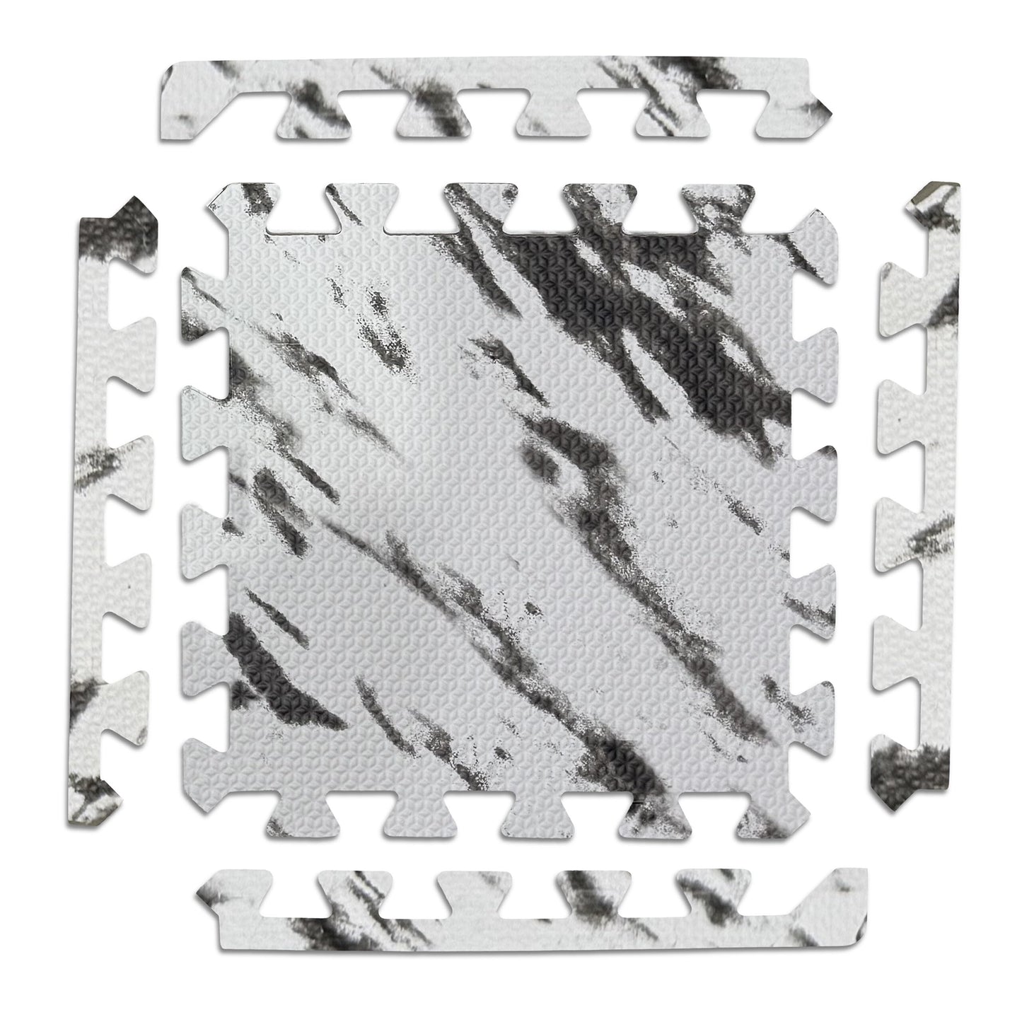 Relaxdays 45 x Floor Protection Mat, Puzzle Mat Set, Sports & Fitness Equipment, 4.25 sqm, Eva Foam, BPA-free, Marble Look, White