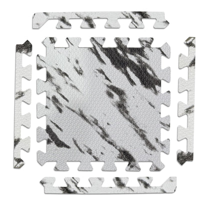 Relaxdays 45 x Floor Protection Mat, Puzzle Mat Set, Sports & Fitness Equipment, 4.25 sqm, Eva Foam, BPA-free, Marble Look, White