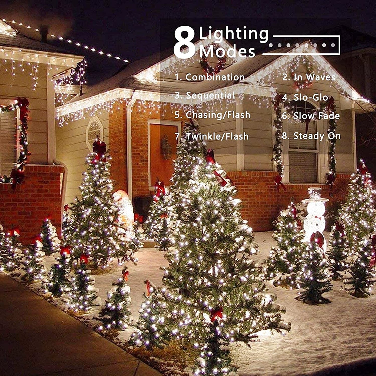 BrizLabs Christmas String Lights Outdoor, 20M 200 LED Outdoor String Lights Electric Christmas Lights Indoor with 8 Modes Waterproof for Room Tree Party Garden Balcony Wedding Celebration Decoration, Cool White