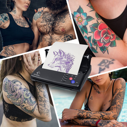 LifeBasis Tattoo Machine Set Thermal Stencil Tattoo Transfer Paper Transfer Machine Thermo Printer Copier Thermal Printer for Temporary Tattoos Tattooing Black MULTI WAY