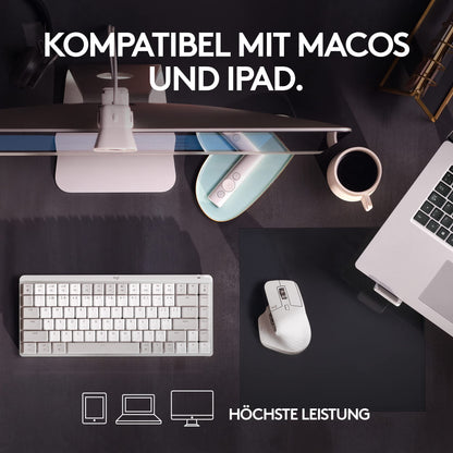 Logitech MX Master 3S for Mac - Ultra-fast scrolling Bluetooth mouse, ergonomic, 8K DPI, Glass Tracking, quiet clicking, USB-C, Apple, iPad - Light Gray