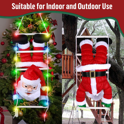 Climbing Santa Claus, Aceshop 34" Hanging Christmas Santa Decorations with LED light Christmas Ornaments Filled Plush Santa Claus Doll Gift for Christmas Decoration