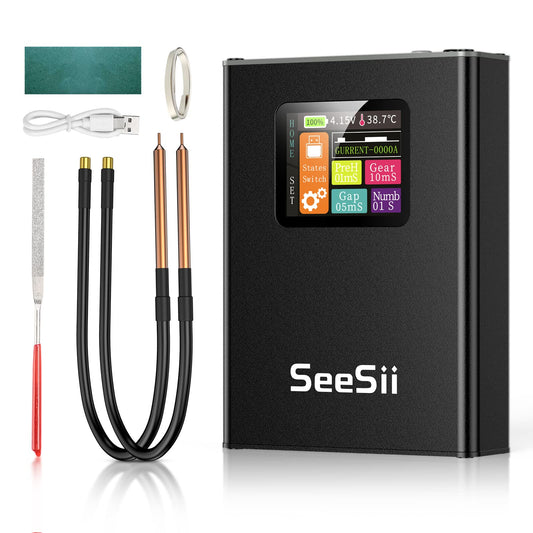 Seesii spot welder for batteries - SE-215 spot welder 5000mAh with 30 adjustable levels, battery spot welder LCD for welding battery plates.
