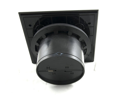 Fan/ventilator bathroom fan with integrated backdraft damper glass front powerful 105 m³/h very quiet 39 dB ball bearings made in EU (glossy black)
