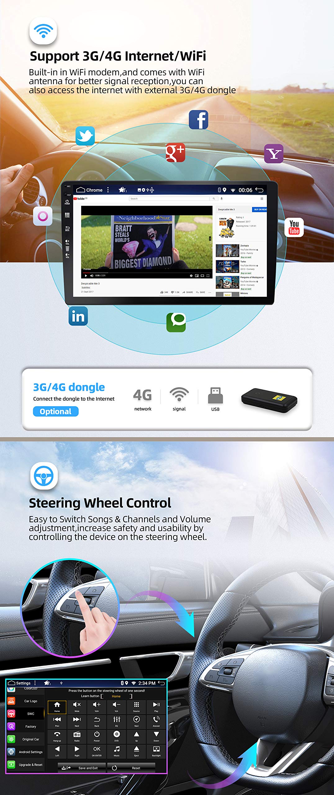 JOYX Android 10 car radio fits Suzuki Swift (2005-2016) - [4G+64G] - Built-in DSP/Carplay/Android Auto - Camera MIC FREE - 10.1 inch - With SWC 4G WiFi Bluetooth 5.0 DAB 360 camera Fast-Boot