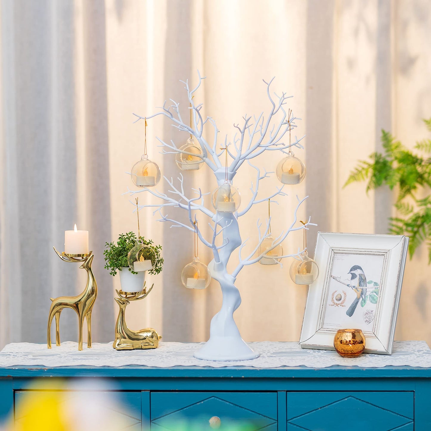 White Artificial Tree Branch Tree - 58cm Tall Christmas Tree for Table Decoration Tree Display Big Easter Tree Wish Tree for Wedding Halloween Birthday Christmas Home Decoration