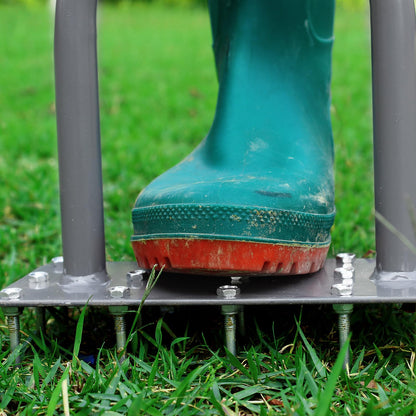 Walensee Lawn Aerator Spike Metal Manual Verticutter Soil Aeration Lawn with 15 iron spikes, Pre-assembled grass aerator tools for yard, lawn aeration, garden tool, Patented
