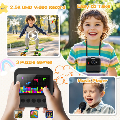 CAMCLID instant camera for kids, 3.0 inch screen kids camera instant camera, 48MP/1080P kids camera instant print with 32GB card, toy gift for boys and girls age 3-12 (black)