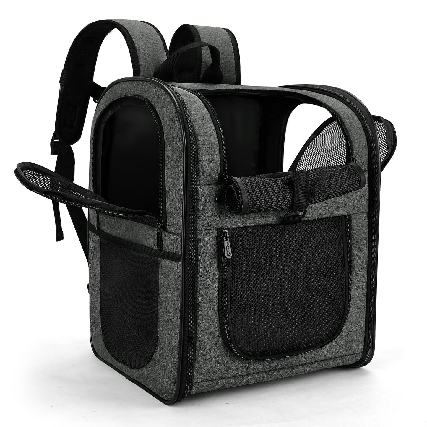 Apollo Walker Dog Backpack and Cat Backpack for Small Pets (2-15kg capacity) - Padded back support dog carrier Breathable mesh pet backpack for hiking, traveling, outdoor activities Grey