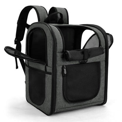 Apollo Walker Dog Backpack and Cat Backpack for Small Pets (2-15kg capacity) - Padded back support dog carrier Breathable mesh pet backpack for hiking, traveling, outdoor activities Grey