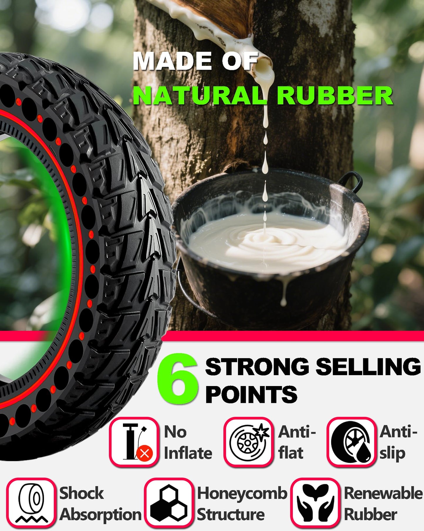 BABEJIA 2PCS Scooter Tires 50/75-6.1 Tubeless, Upgrade your ride with Off-Road Tires 8 1/2 x 2, Solid Tire 8.5'' Compatible with Xiaomi M365/Pro 2, Gotrax GXL V2/XR/APEX.