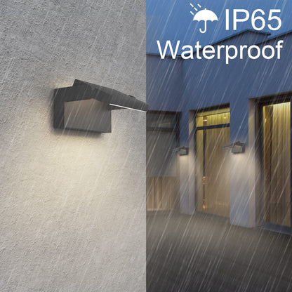 Klighten 24W outdoor indoor wall light, waterproof IP65 modern wall lamp with swiveling LED panel for patio entrance, 1500 lumens, dark grey, natural white 4000K.