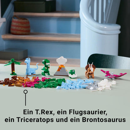 LEGO Classic Creative Dinosaurs, building set with models and animal figures made of bricks, imaginative play experience, gift for boys and girls aged 5 and up, includes T.Rex and Triceratops 11041