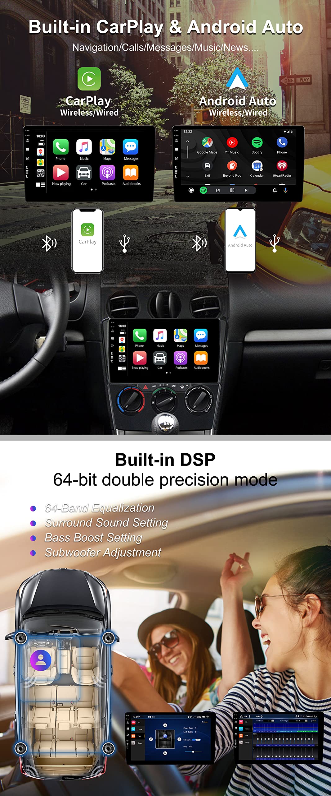 BXLIYER Android 14 IPS car radio fits Mazda 6 Atenza (2002-2014) - Built-in Carplay/Android Auto/DSP - LED camera + MIC - 4G+64G - DAB 360 camera steering wheel control Fast-Boot WiFi - 2 Din 9 inch