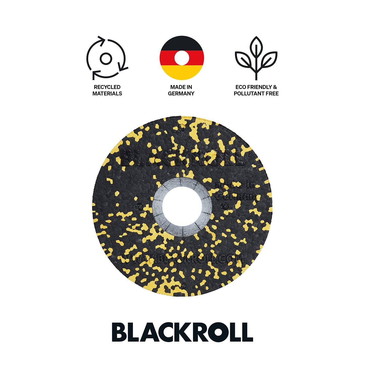 BLACKROLL® STANDARD foam roller (30 x 15 cm), fitness roller for self-massage of back and legs, effective massager for functional training, medium hardness, Made in Germany, Black/Yellow