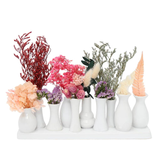 Jinfa Handmade small ceramic vase set - multicolored or solid - 5-10 mini vases - table & living room decor - for dried flowers, pampas grass, dried flowers - gift ideas.