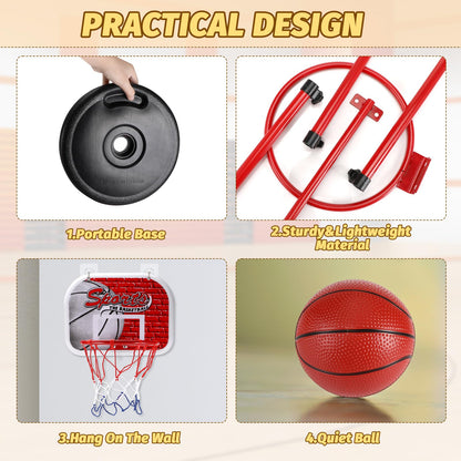 vvhippo Kids Basketball Hoop, Outdoor Basketball Hoop with 2 Basketballs and a pump, Adjustable Height Basketball Hoop, for children aged 3 to 8, for indoor and outdoor basketball hoops
