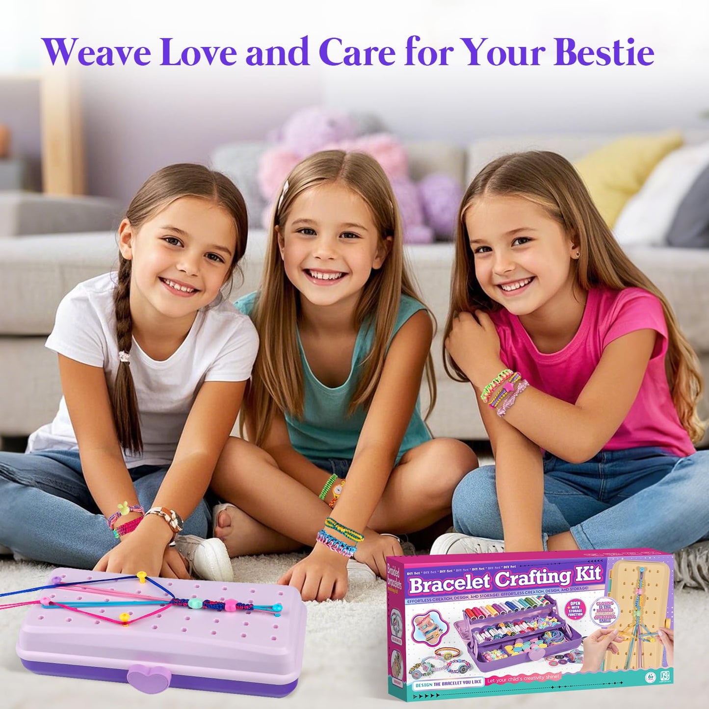Friendship bracelet making kit for girls, arts and crafts for kids, DIY string bracelet maker craft, girls' toy, Easter gifts, birthday gifts for children ages (Purple US)
