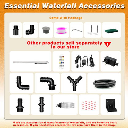 LONGRUNNEW Pond Waterfall Blade Set, 30 cm Stainless Steel Pool Fountain with Accessories, 18 cm Wide Curved Spout Splash Wall for Garden Patio Pond Decoration