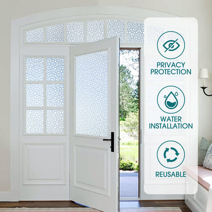 Lifetree window film decorative film privacy privacy film static cling glass sticker without adhesive frosted glass film for home and office flowers 60 x 200 cm