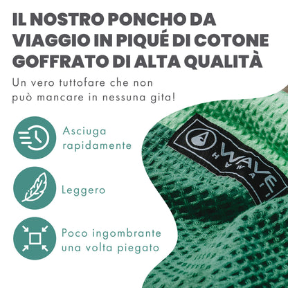 WAVE HAWAII Bath-Surf Poncho Men & Women Breese | Size S/M, 155-185cm | 100% Cotton | Adults | Travel Towel with high water absorption | Changing aid Beach Adults