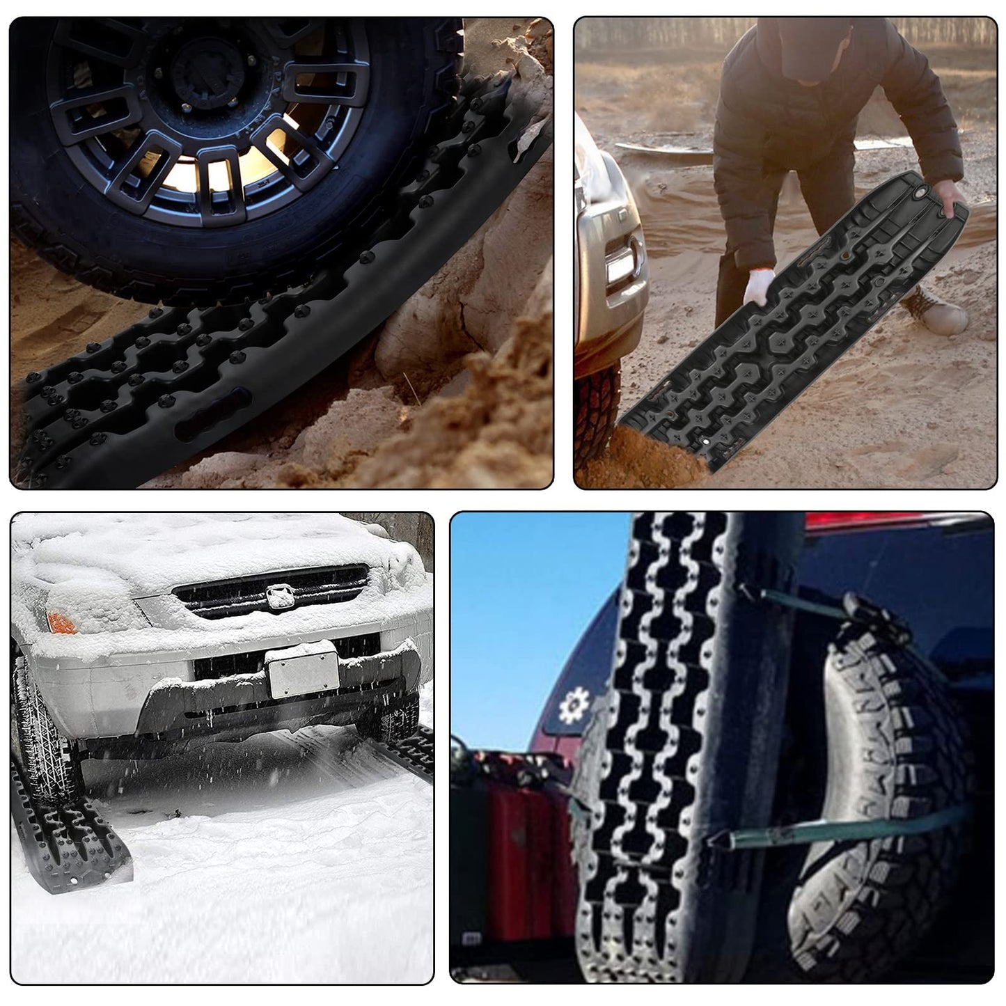 Lospitch starter kit with storage bag and installation tool, sand/mud/snow recovery board offroad tracks, 10T capacity, tire ladder for car, truck, SUV, camper.