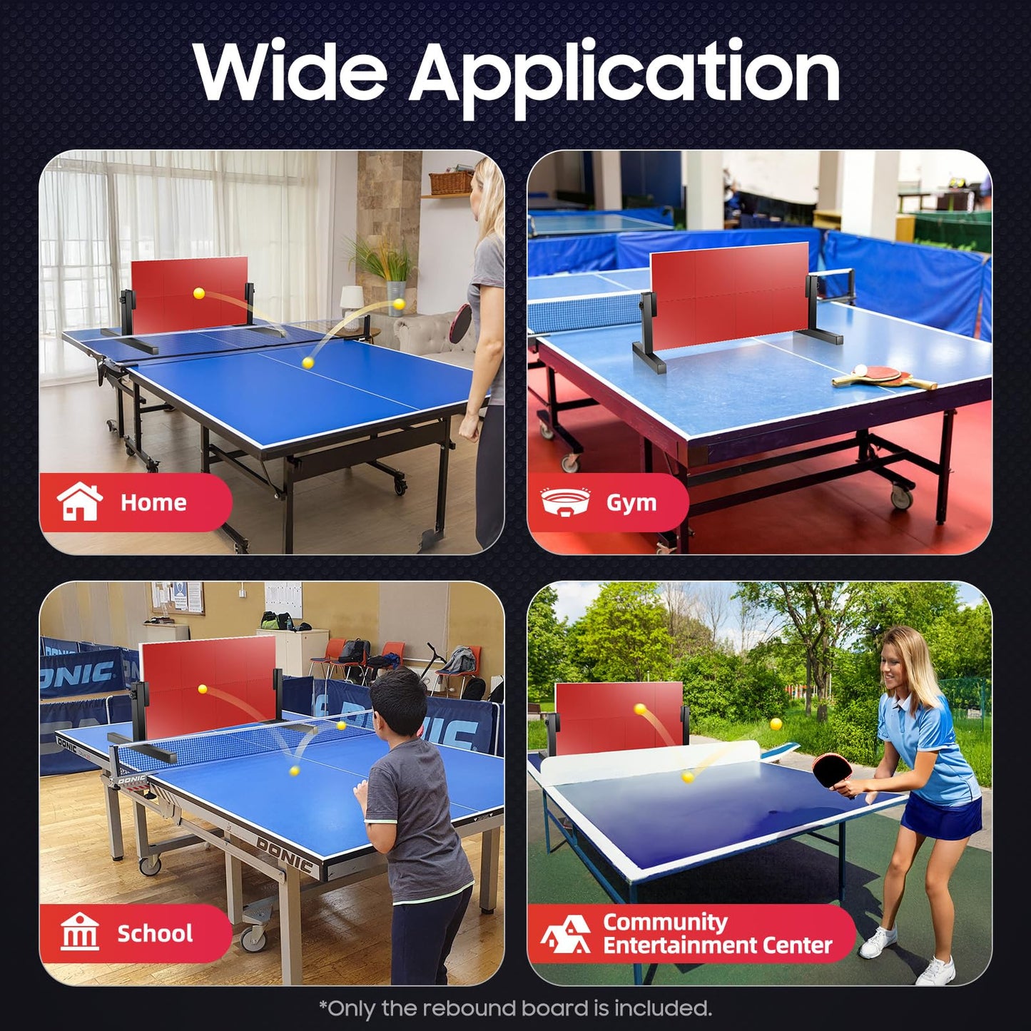 Ping Pong Rebounder Table Tennis Rebound Board with 8 red rubbers, self-training equipment for home gym indoor outdoor.