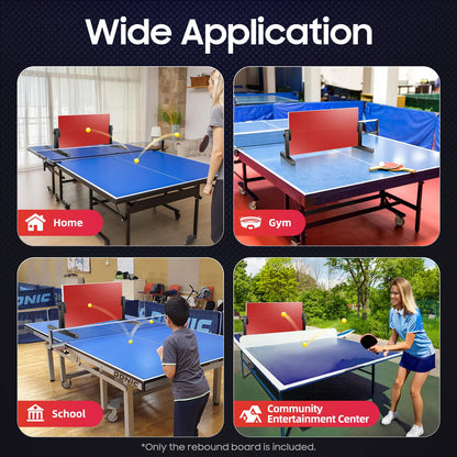Ping Pong Rebounder Table Tennis Rebound Board with 8 red rubbers, self-training equipment for home gym indoor outdoor.