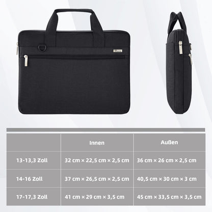 Voova laptop bag for 17 17.3 inch laptops, shoulder bag, carrying case, 360° protection, waterproof, shockproof, black 17.3 inch notebook bag.
