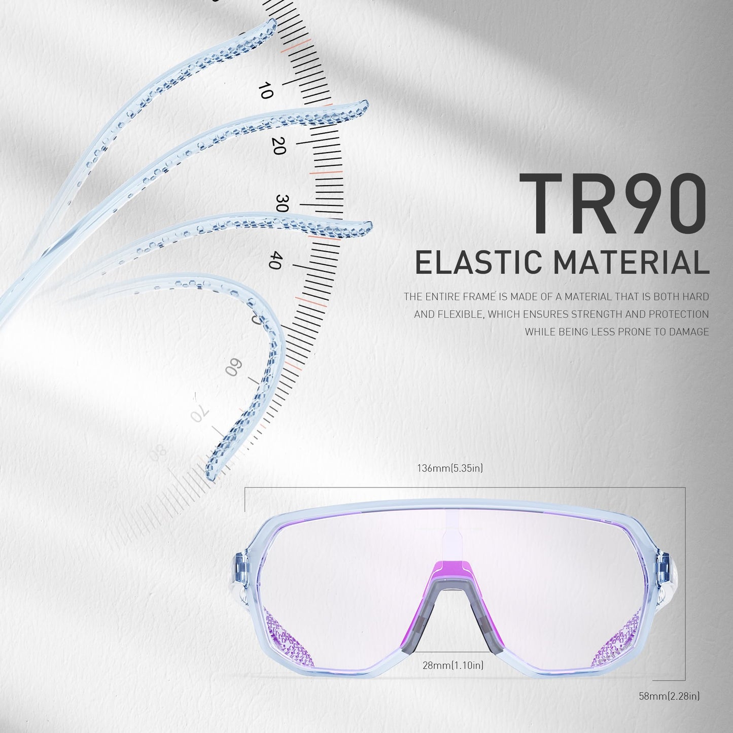 KAPVOE self-tinting cycling sunglasses for men and women. Ideal for fast cycling, running, and mountain biking with UV protection. Model K63.