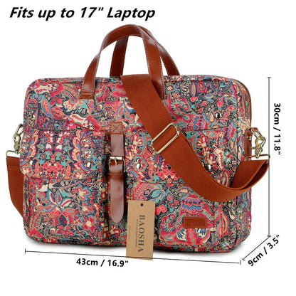 Baosha Women Laptop Bag 17 Inch Briefcase Ladies Shoulder Bags Work Bag Business Bag Multicompartment BC-07 (Multicolor Print HS)