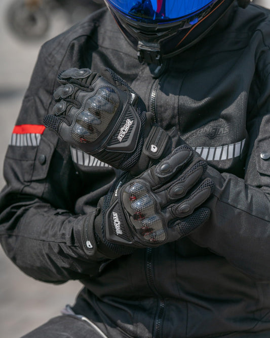 BORLENI Motorcycle Gloves Breathable Full Finger Leather Motorbike Gloves Knuckle Protection Pad Touchscreen