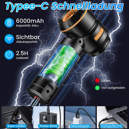 Handheld Vacuum Cleaner Cordless - 20000pa Car Vacuum Cleaner Strong, Mini Vacuum Cleaner for Car, PC, Home, Kitchen, Gaps and Corners, Vacuum Cleaner High Power, Can Be Used as Inflatable Pump, 6000mAh