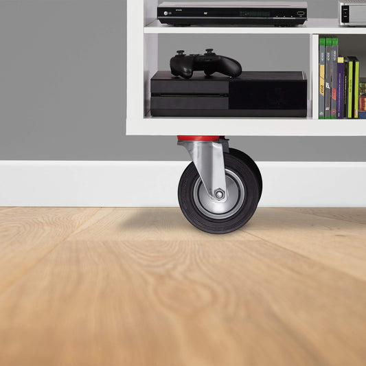 Relaxdays Heavy Duty Casters, Set of 4, swivel, ball bearing, 2 with brakes, load capacity up to 320kg, wheel diameter: 125mm, black