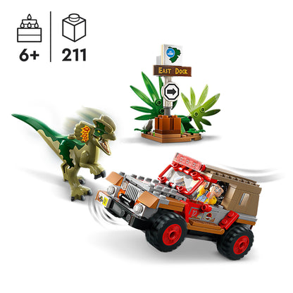 LEGO Jurassic World Baby Dino Rescue Center & Dilophosaurus Ambush from Jurassic Park, Dinosaur Toy Set with Figure and Jeep for Kids ages 6+ 76958
