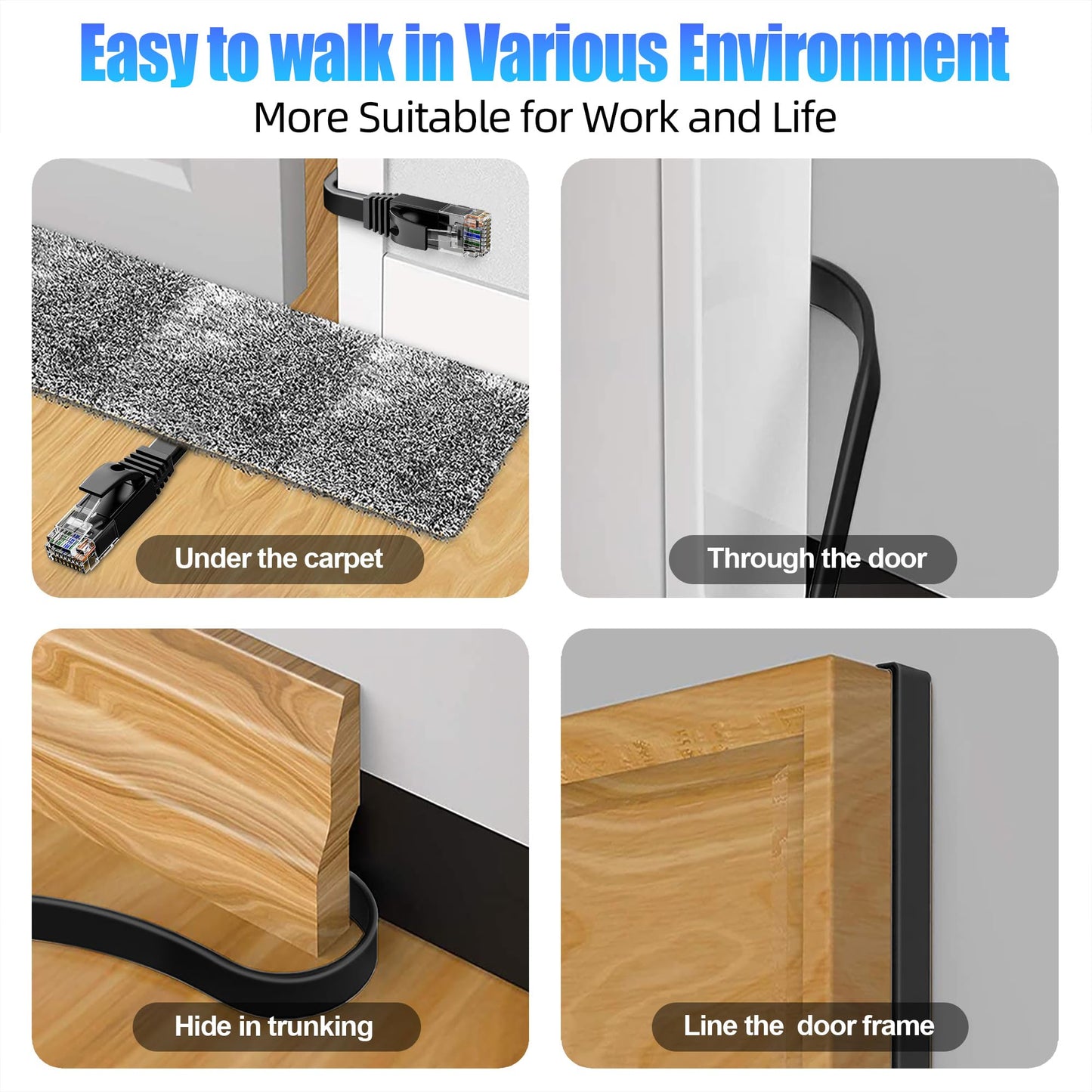 ikbc LAN Cable 40 meters, Cat 6 Ethernet Cable 40m High Speed Ethernet Cable 40m Flat Internet Cable Outdoor Indoor, UTP RJ45 Cable Gigabit Patch Cable for Modem Router PS4/5 (40 Clips)