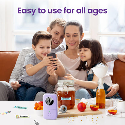Phomemo D30 label maker, Bluetooth label printer, self-adhesive mini label printer compatible with iOS Android. Portable labeling device for home, kitchen, office - Purple.