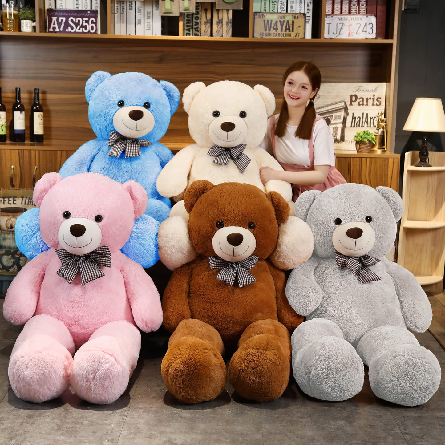 SNOWOLF 110cm XXL teddy bear giant soft toy large plush toy plush bear cuddly bear teddy bear gift (1.1m, Dark Brown)