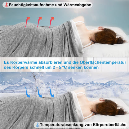 WOLTU summer blanket Self-cooling blanket Microfiber Arc-Chill, Cooling blanket with Q-Max>0.45 for sleeping, cool and skin-friendly, soft sofa blanket Travel blanket 200 x 220cm Gray