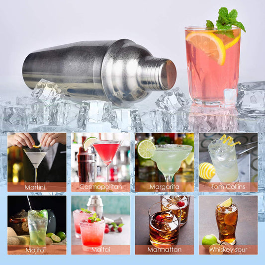 Cocktail Shaker Set, Esmula 750ML 12-Piece Stainless Steel Bartender Kit Professional Martini Mixing Bartending Kit Combination, Home Stylish Bar Tool Set with Cocktail Recipe Book (Silver)